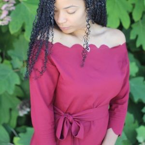 Wine Off The shoulder Blouse